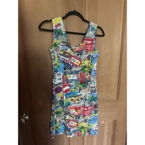Vintage Jams World Dress Womens 7 Multicolor Rayon Cars Rare